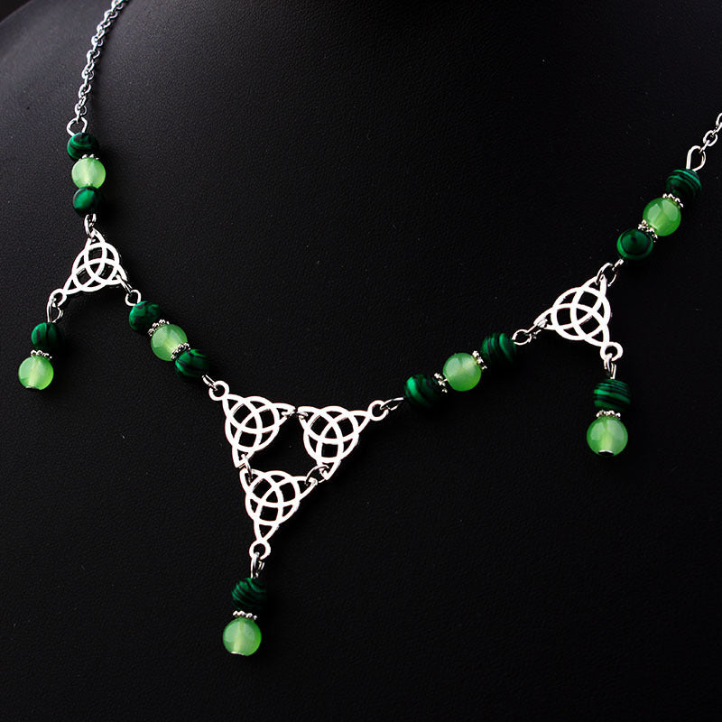 Mystic Malachite Triquetra Necklace