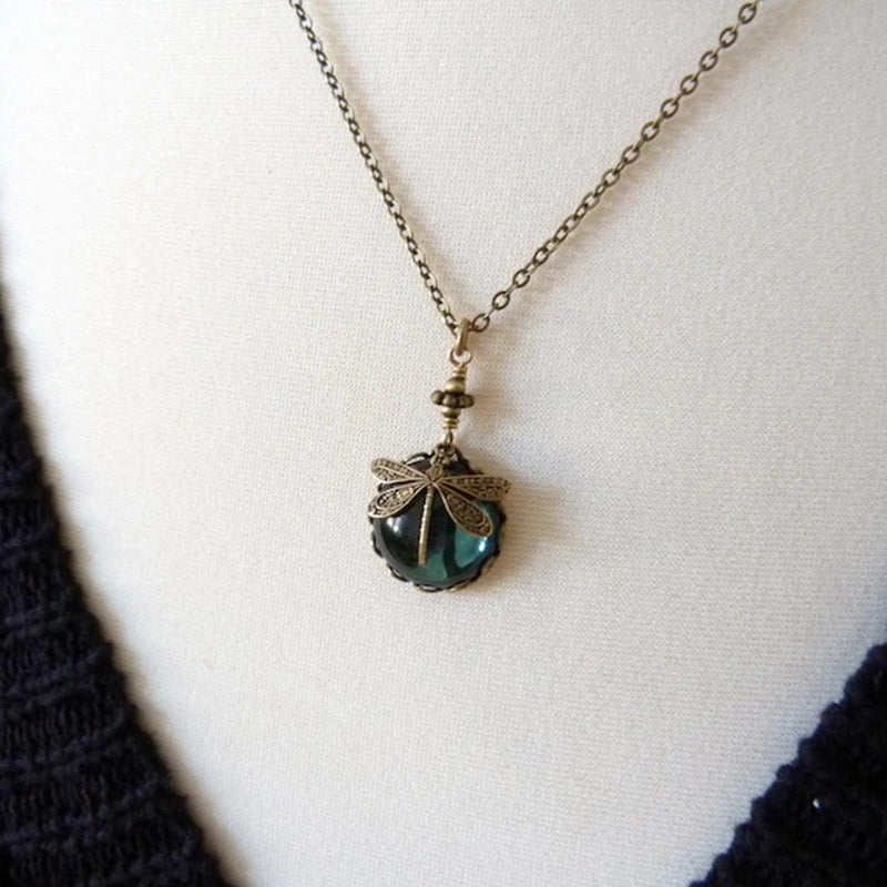 Enchanted Dragonfly Crystal Drop Necklace