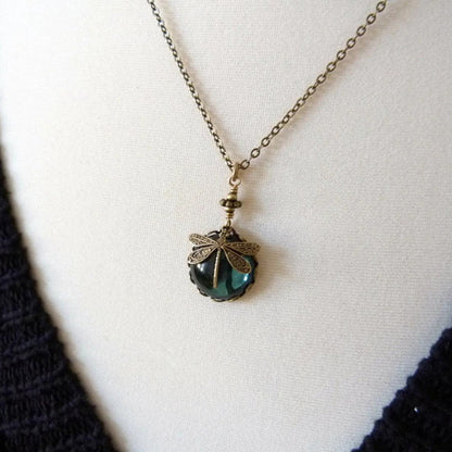 Enchanted Dragonfly Crystal Drop Necklace