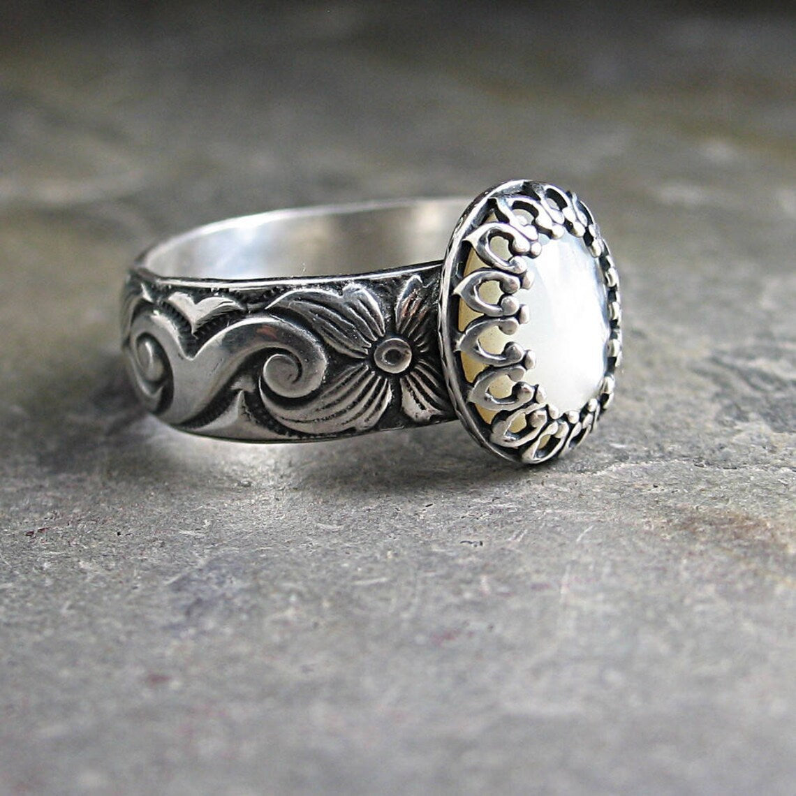 Goddess Halo Mother of Pearl Ring