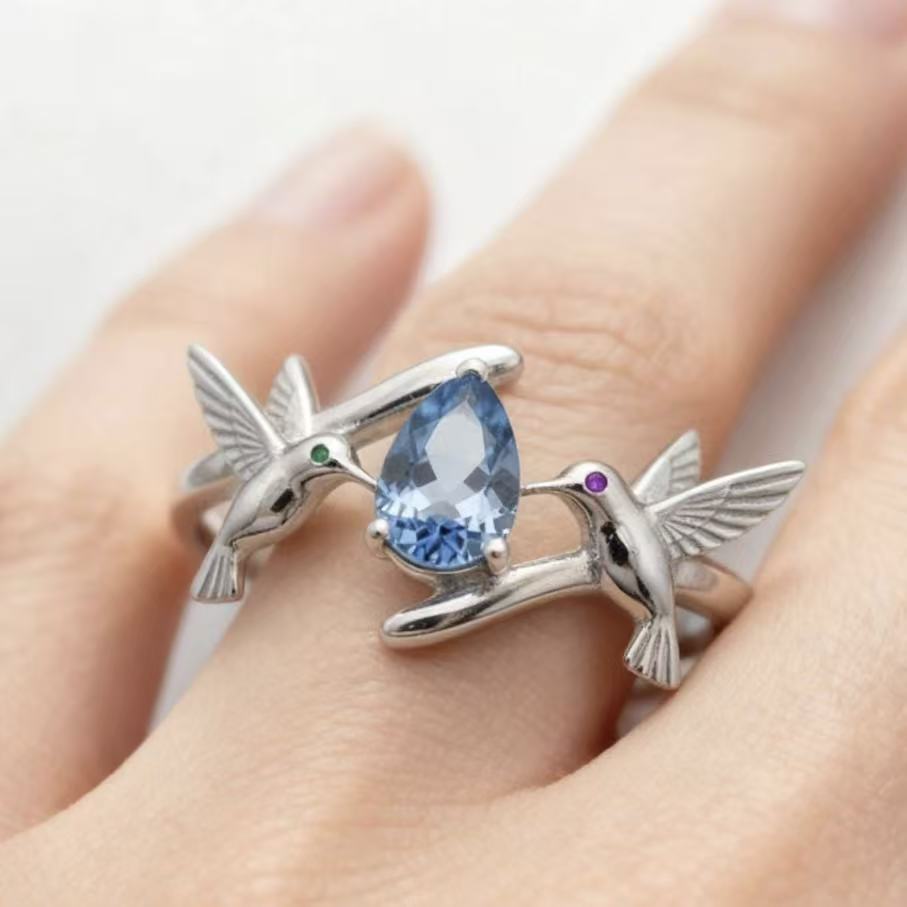 Twin Hummingbird Harmony Ring