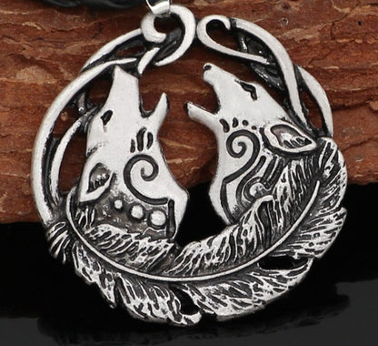 Twin Howl Wolf Spirit Necklace