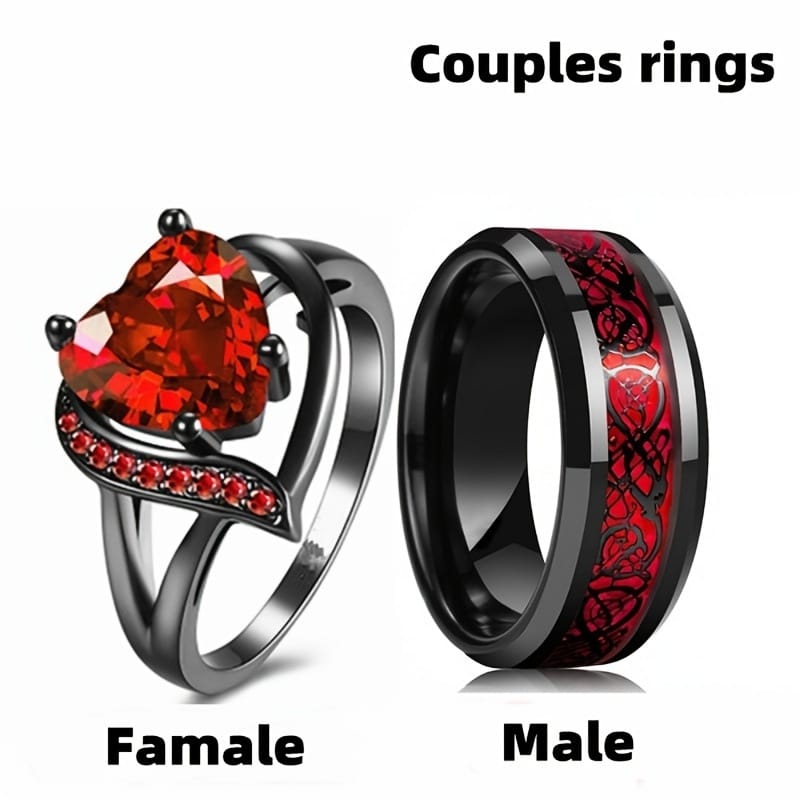 Crimson Bond Promise Ring Set