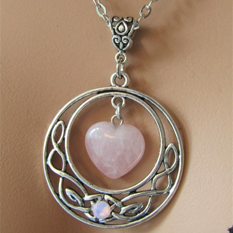 Crescent Moon Rose Quartz Necklace