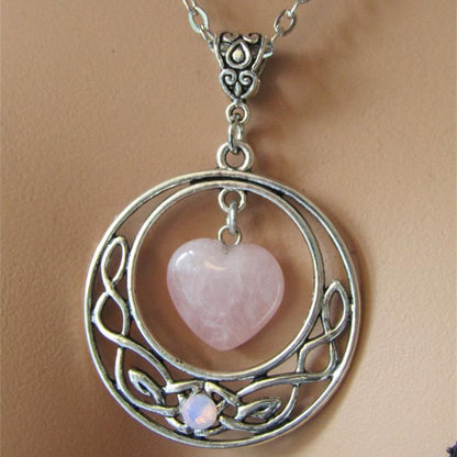 Hollow Moon Love Quarts Necklace