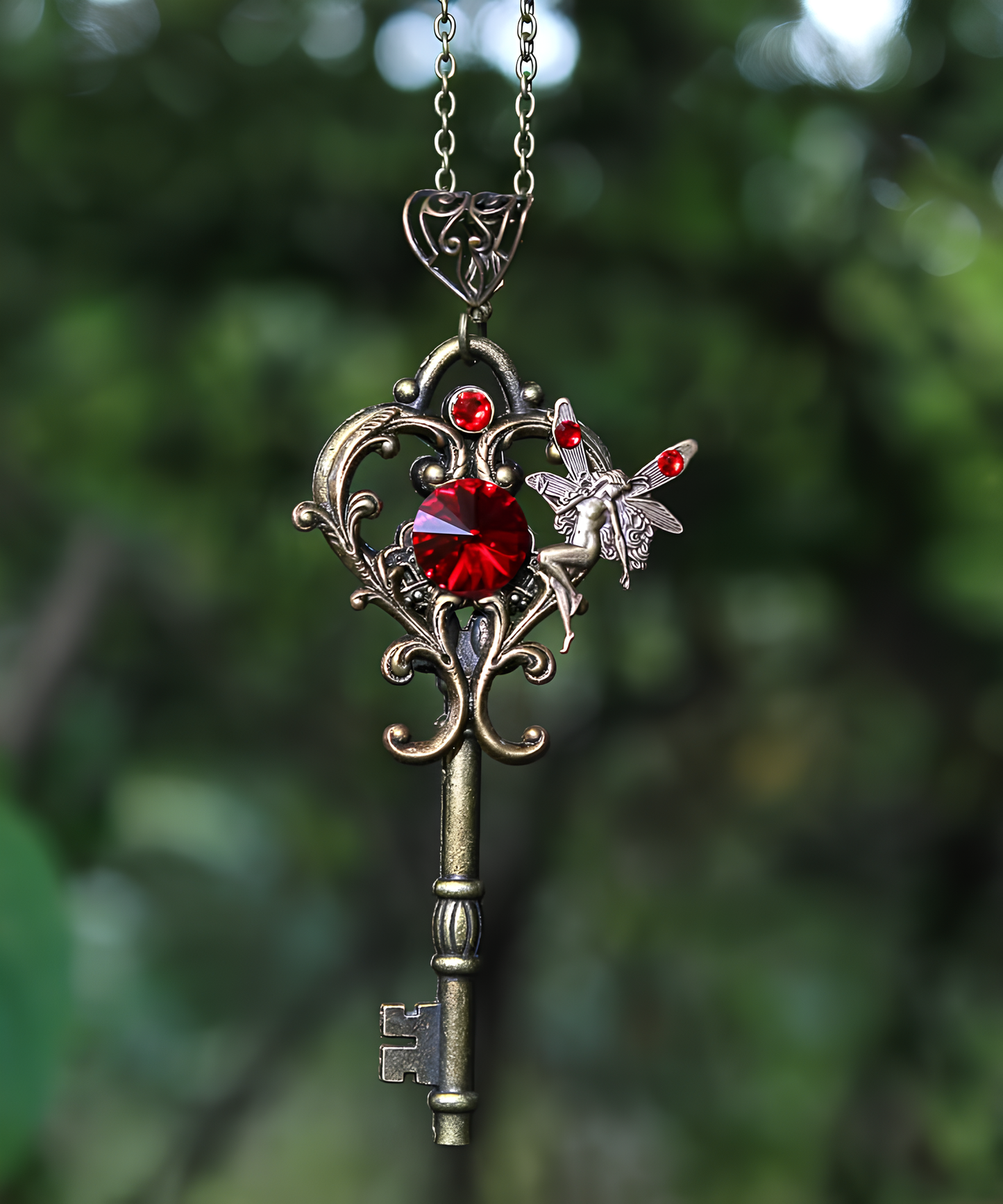 Lilith’s Crimson Heart Key Necklace