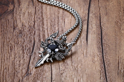 Twin Dragon Blade Necklace