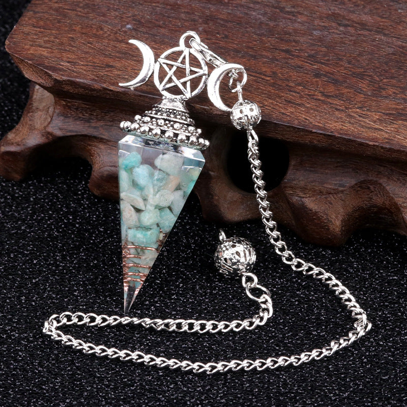 Triple Goddess Crystal Pendulum Necklace