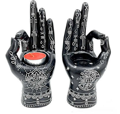 Mystic Black Hand Candle & Incense Holder