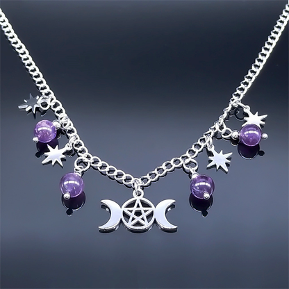 Amethyst Triple Goddess Necklace