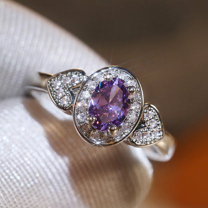 Haloed Amethyst Heart Ring