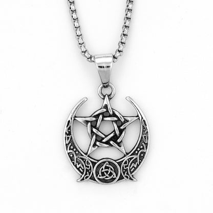 Triple Moon Pentagram Protection Necklace