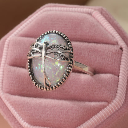 Dragonfly of Light Opal Ring