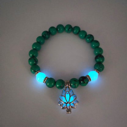 Luminous Lotus Energy Bracelet - Glow-in-the-Dark Natural Stone Healing