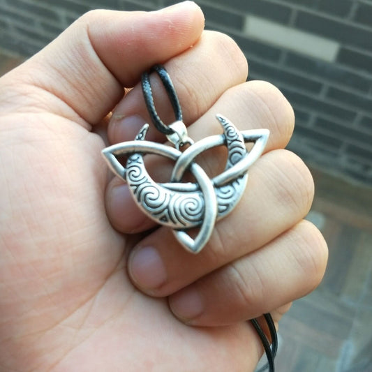 Sacred Spiral Moontriquetra Necklace