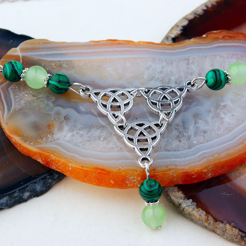 Mystic Malachite Triquetra Necklace