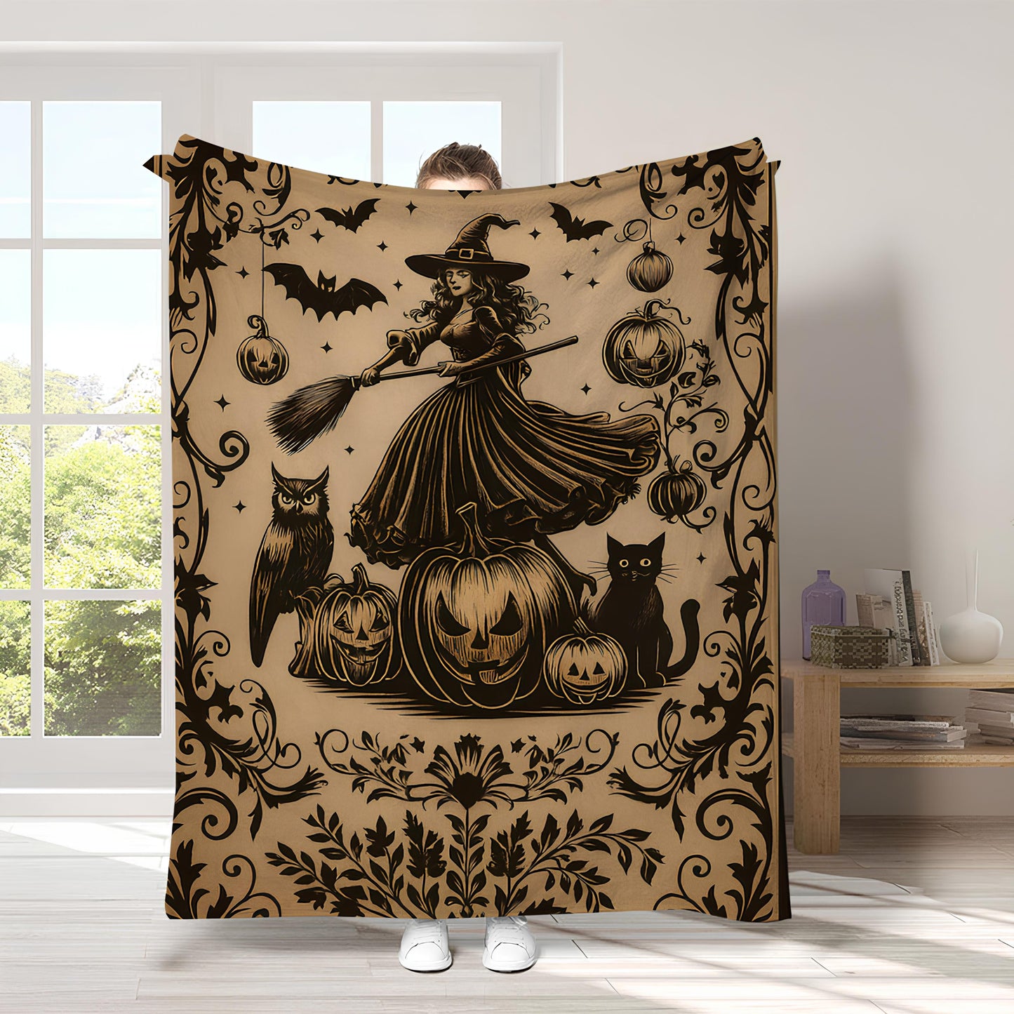 Enchanted Pumpkin Witch Blanket
