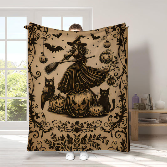 Enchanted Pumpkin Witch Blanket