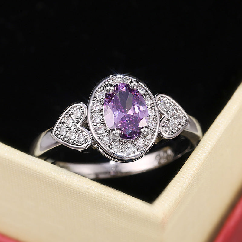 Haloed Amethyst Heart Ring