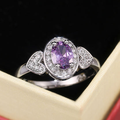 Haloed Amethyst Heart Ring