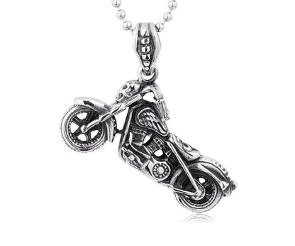 Steel Rider Skull Motorcycle Necklace