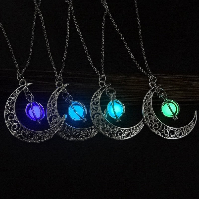 Crescent deals moon glow in the dark necklace