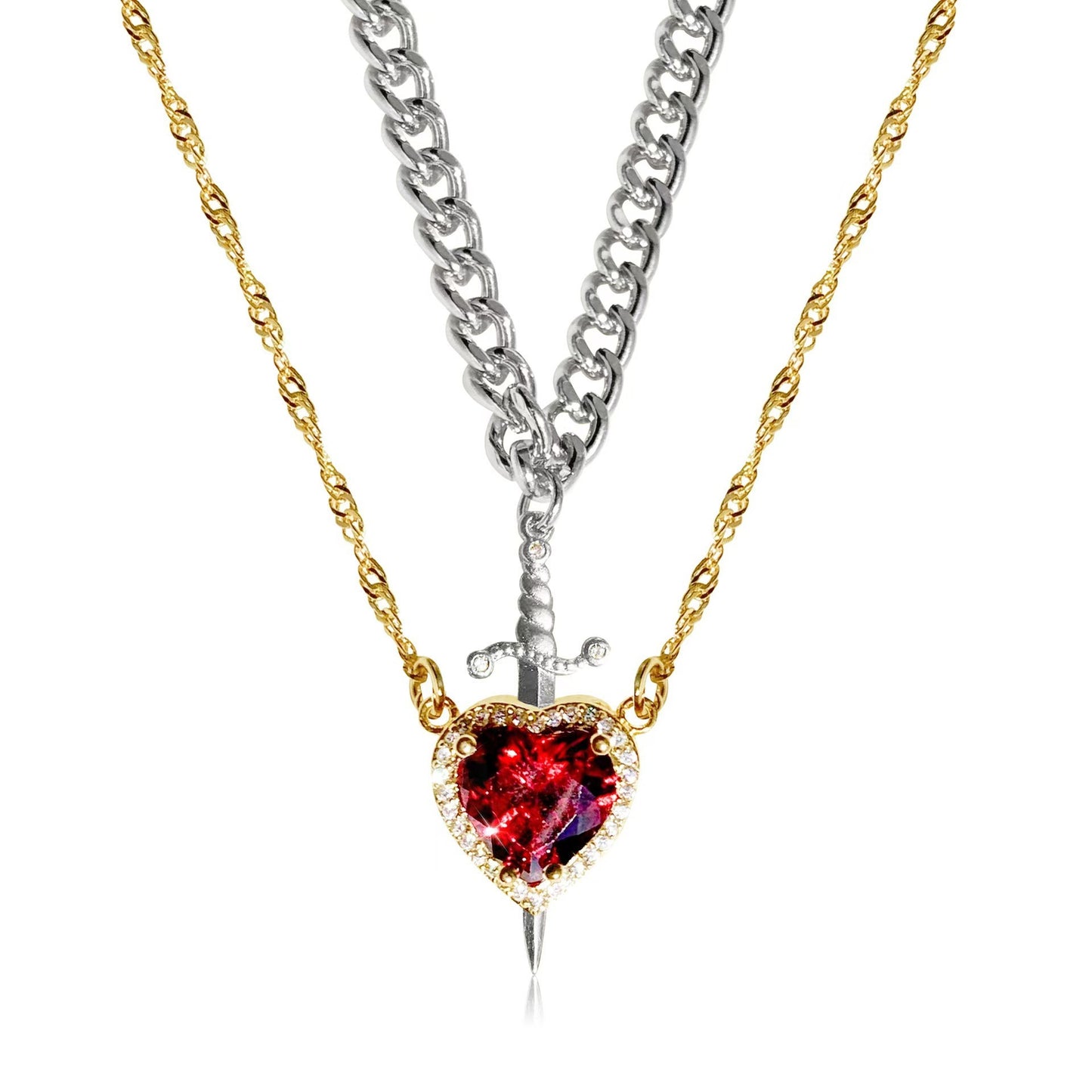 Sacred Bond of Blade & Love Necklace Set