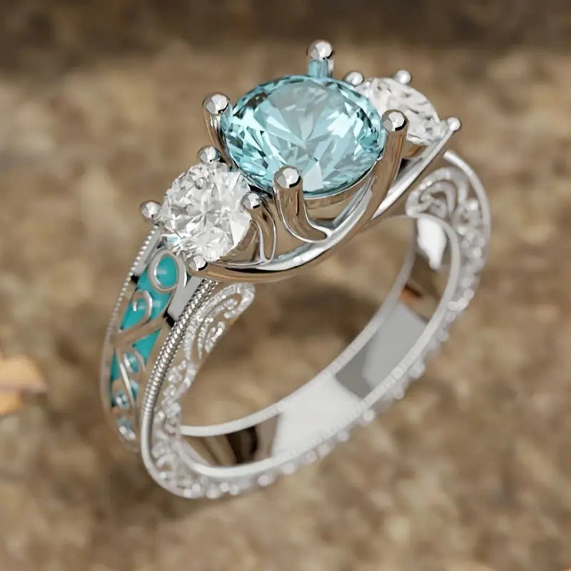 Aqua Light Crystal Ring