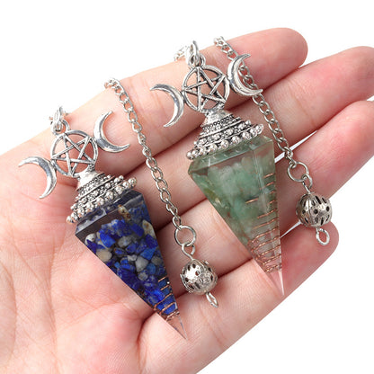 Triple Goddess Crystal Pendulum Necklace