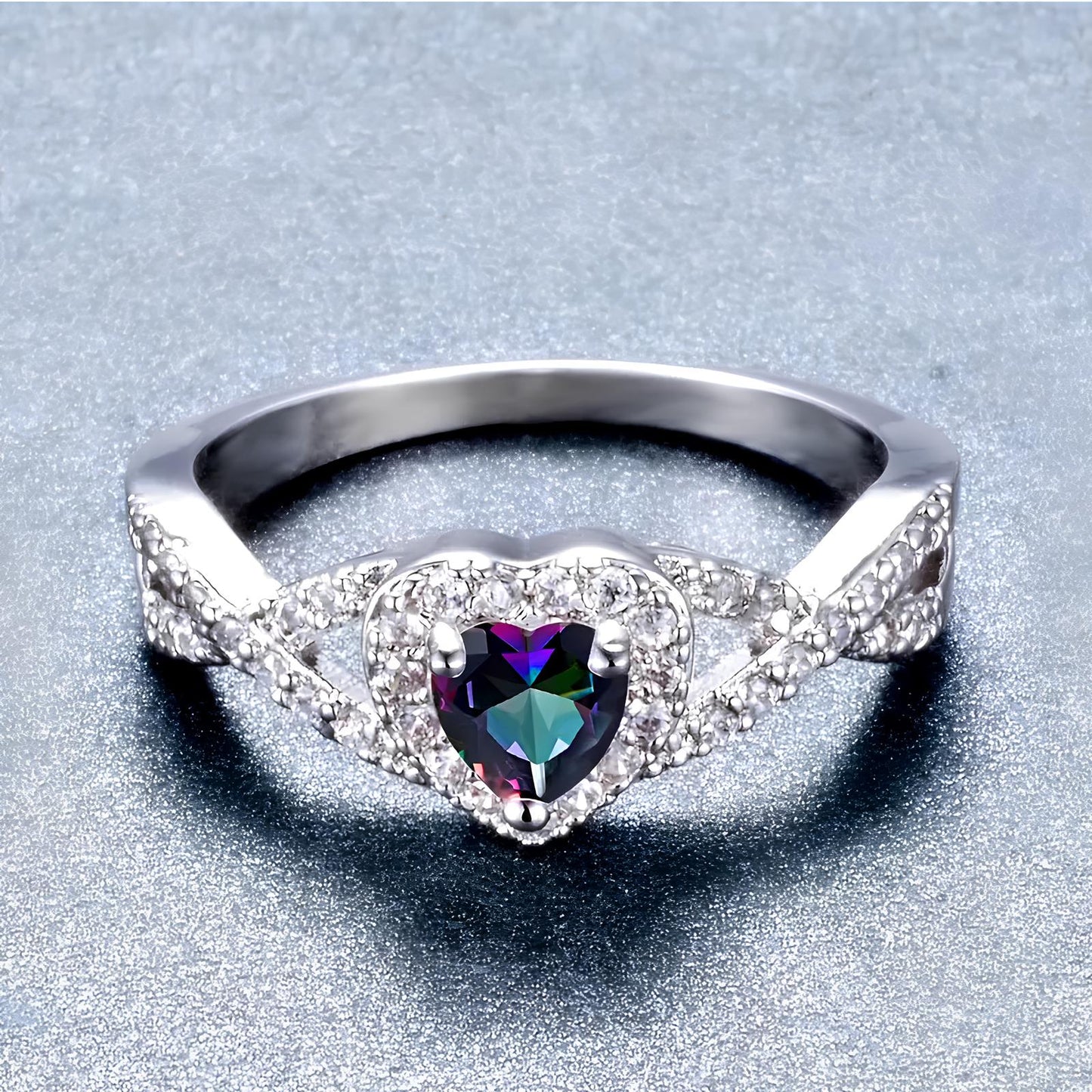 Rainbow Topaz Love Ring