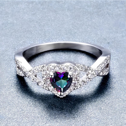 Rainbow Topaz Love Ring