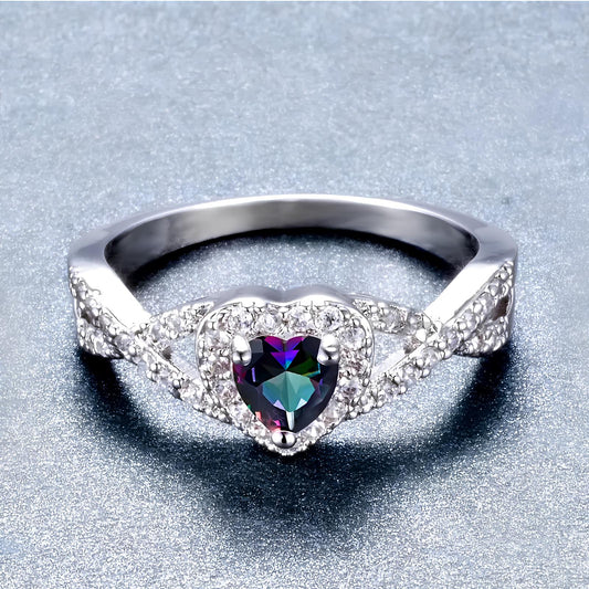 Rainbow Topaz Love Ring