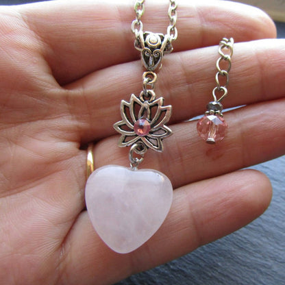 SERENITY ROSE QUARTZ HEART HEALING NECKLACE