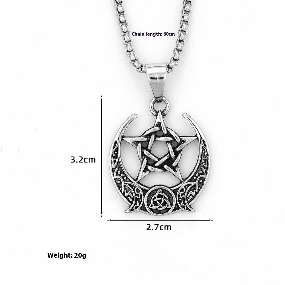 Triple Moon Pentagram Protection Necklace