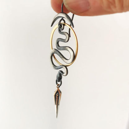 Serpent Path Crescent Circle Earrings