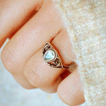 Crescent Veil Crystal Ring