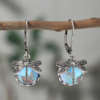 Enchanted Dragonfly Crystal Drop Earrings
