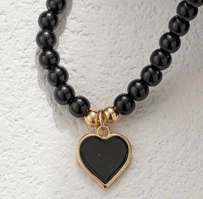 Obsidian Love Bead Necklace