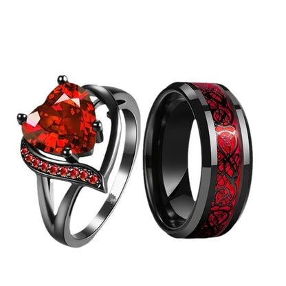 Crimson Bond Promise Ring Set
