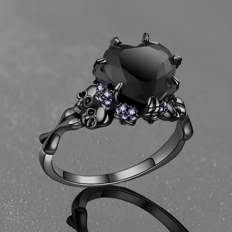 Amethyst Skull Love Ring