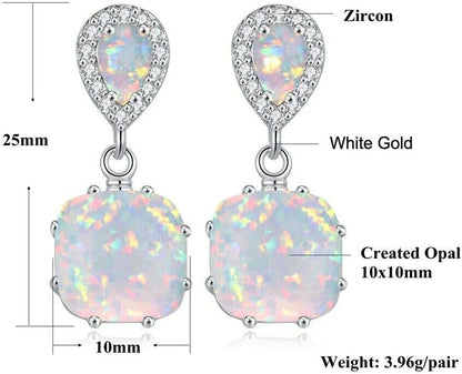 Frosted Glow White Opal Drop Earrings