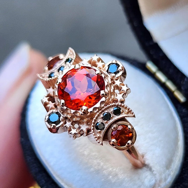 Crimson Celestial Trinity Ring