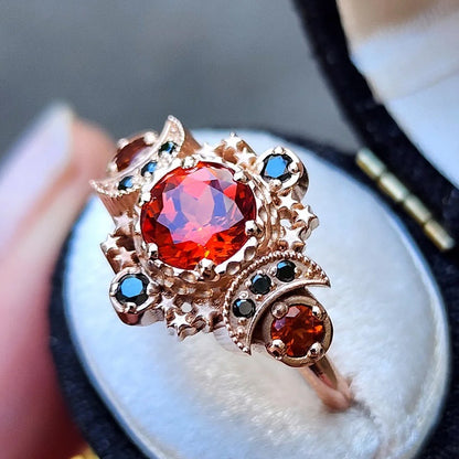 Crimson Celestial Trinity Ring