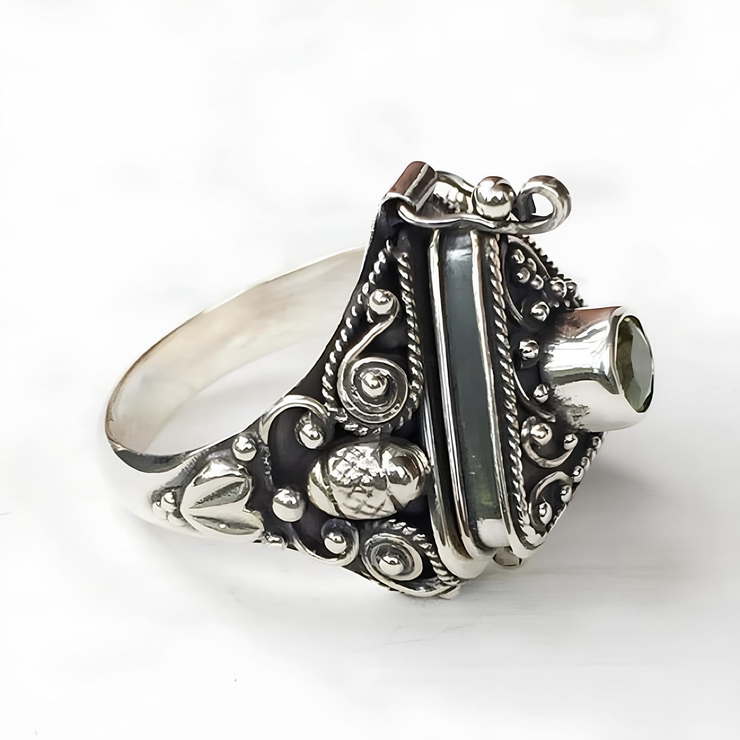 Sacred Triangle Herb Locket Ring