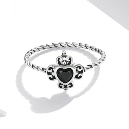 Spades Heart Crystal 925 Ring