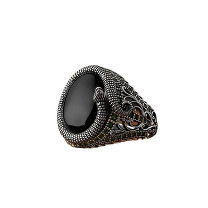 Obsidian Serpent Sigil Ring