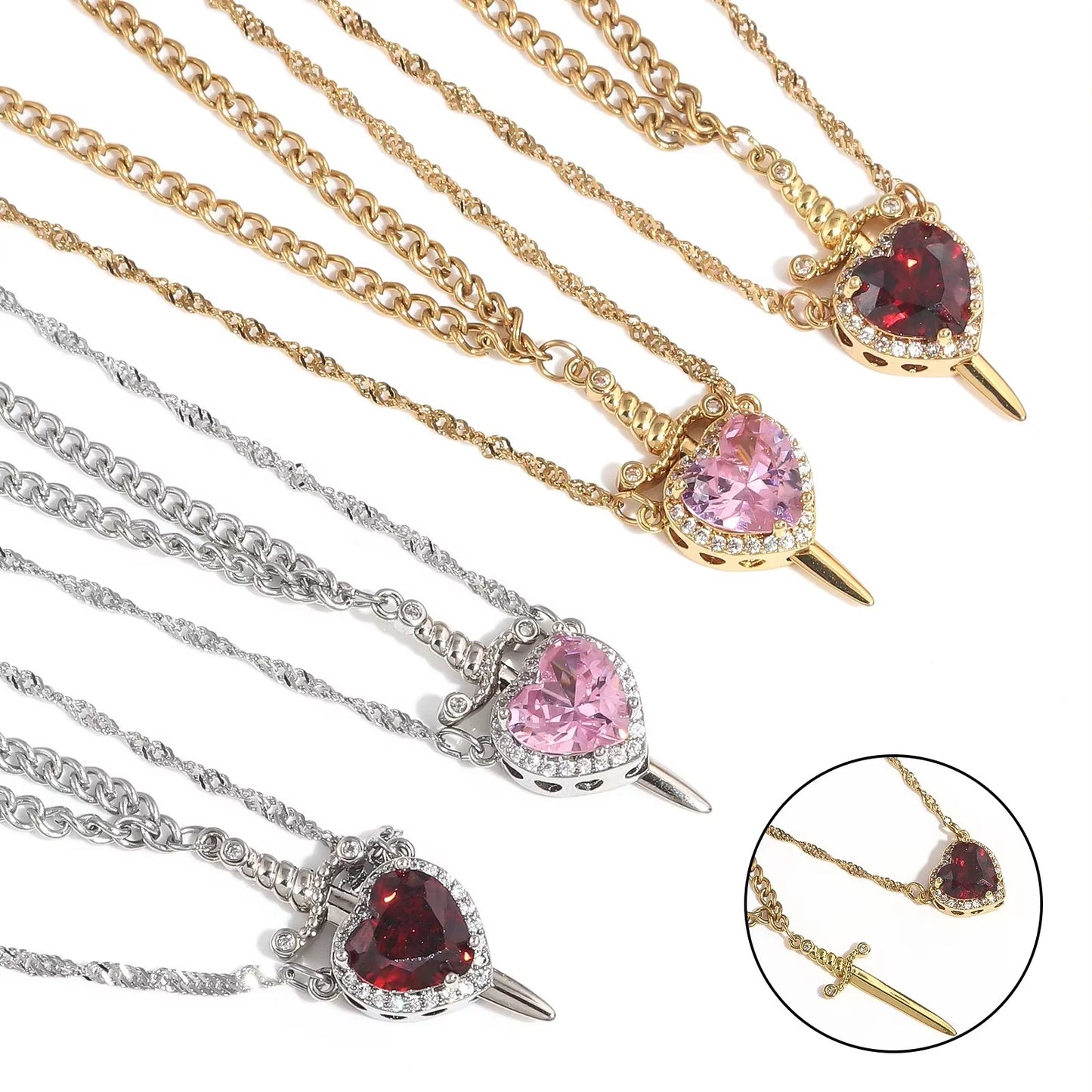 Sacred Bond of Blade & Love Necklace Set