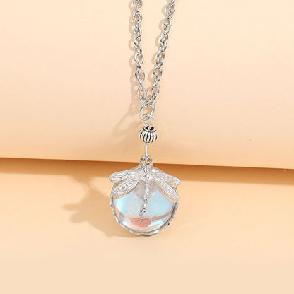 Enchanted Dragonfly Crystal Drop Necklace