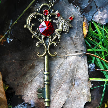 Lilith’s Crimson Heart Key Necklace