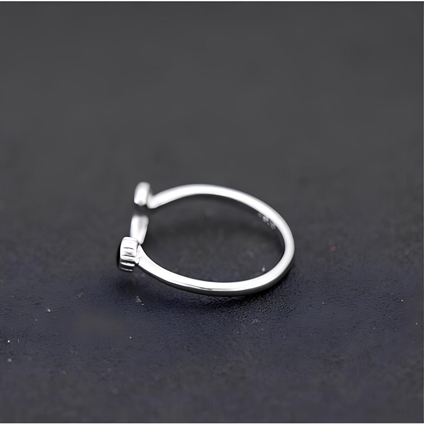 Midnight Crescent Charm Ring